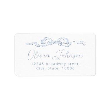 Elegant Blue Hand Drawn Bow Return Address Label