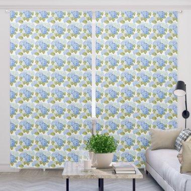 Elegant Blue Hydragea Flowers Pattern Blackout Curtains