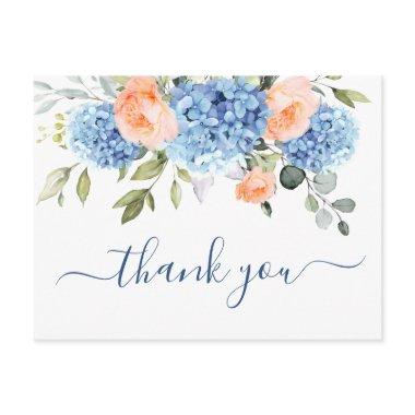 Elegant Blue Hydrangea Blush Pink Roses Thank You Post