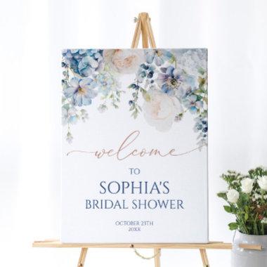 Elegant Blue Hydrangea Bridal Shower Welcome Sign