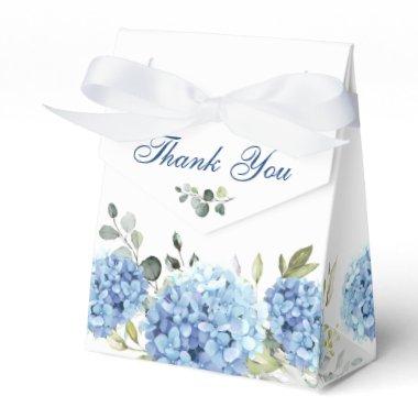 Elegant Blue Hydrangea Eucalyptus Bridal Shower Favor Boxes