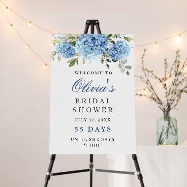 Elegant Blue Hydrangea Eucalyptus Bridal Shower Foam Board