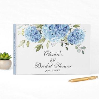 Elegant Blue Hydrangea Eucalyptus Bridal Shower Guest Book