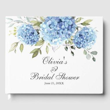 Elegant Blue Hydrangea Eucalyptus  Guest Book