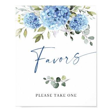 Elegant Blue Hydrangea Eucalyptus Favors Sign