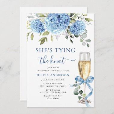 Elegant Blue Hydrangea Floral Bridal Shower Invitations