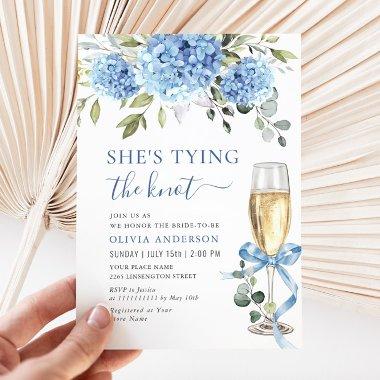 Elegant Blue Hydrangea Floral Bridal Shower Invitations