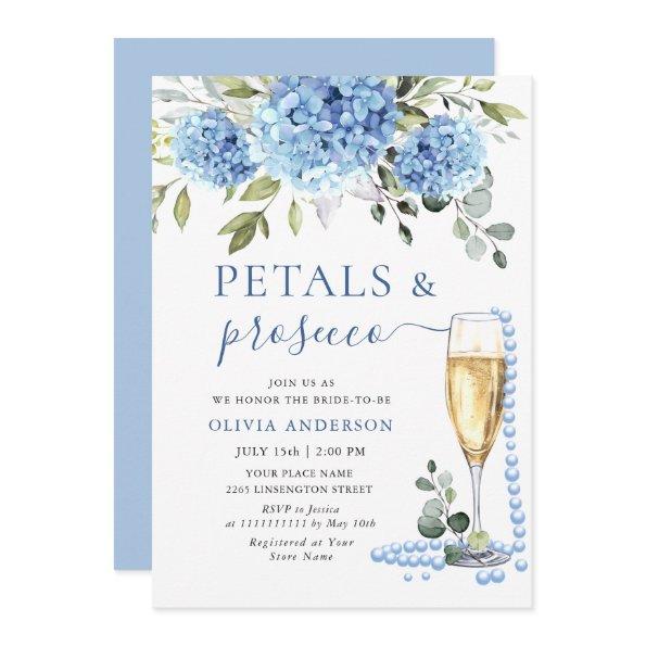 Elegant Blue Hydrangea Floral PETALS & Prosecco