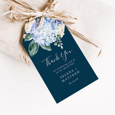 Elegant Blue Hydrangea | Navy Thank You Favor Gift Tags