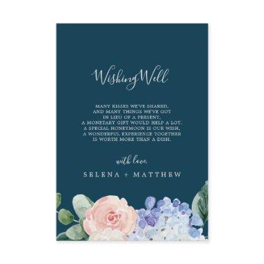 Elegant Blue Hydrangea Navy Wishing Well Invitations