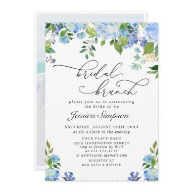 Elegant Blue Hydrangea Watercolor Bridal Brunch