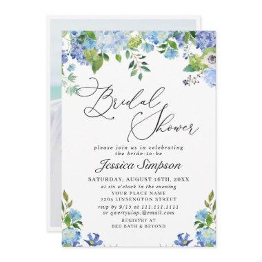Elegant Blue Hydrangea Watercolor  In