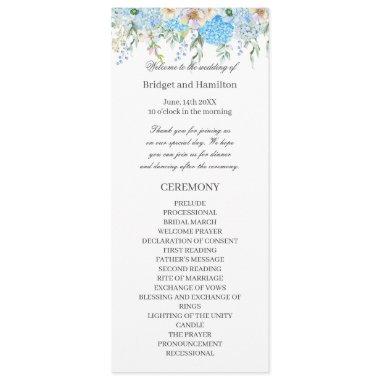 Elegant Blue Hydrangea Wedding Program