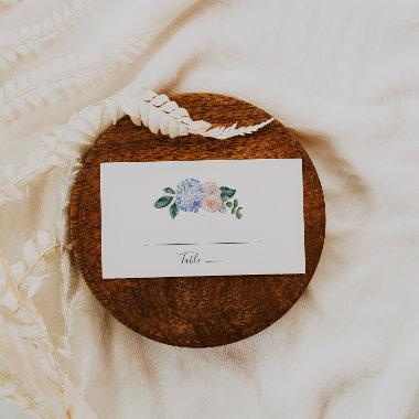Elegant Blue Hydrangea | White Flat Wedding Place Invitations