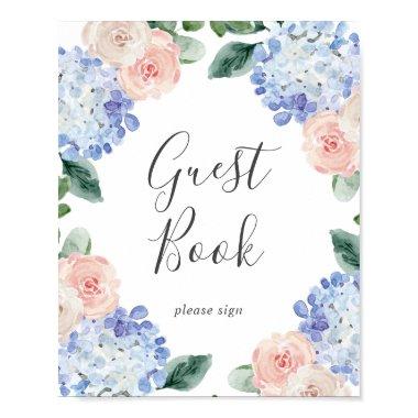 Elegant Blue Hydrangea | White Guest Book Sign