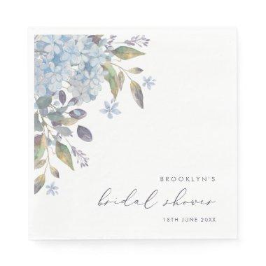 Elegant Blue Hydrangeas Bridal Shower Napkins