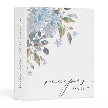 Elegant Blue Hydrangeas Bridal Shower Recipe Mini Mini Binder