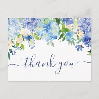 Elegant Blue Hydrangeas Greenery Thank You PostInvitations