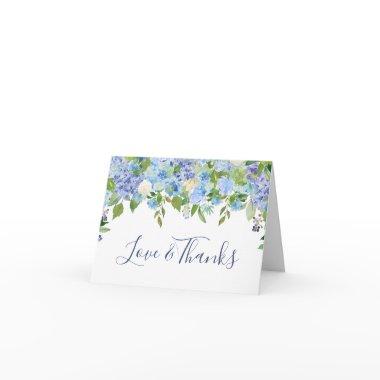 Elegant Blue Hydrangeas Greenery Watercolor Thank You