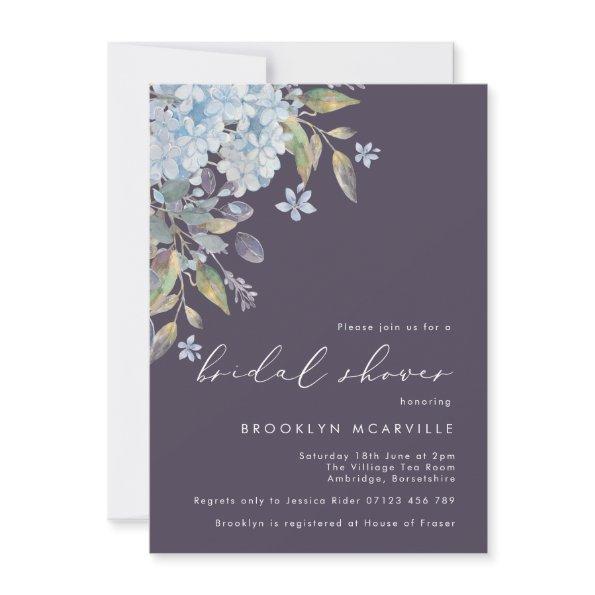 Elegant Blue Hydrangeas Navy