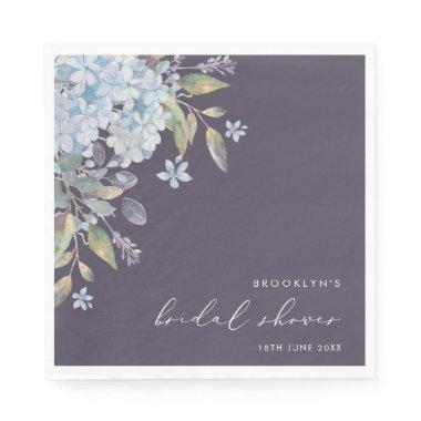 Elegant Blue Hydrangeas Navy  Napkins