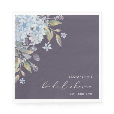 Elegant Blue Hydrangeas Navy Bridal Shower Napkins