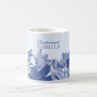 Elegant Blue Lotus Flowers Wedding Gift Bridesmaid Coffee Mug