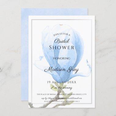 Elegant Blue Magnolia Bridal Shower Invitations