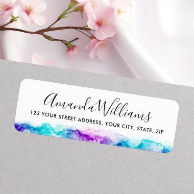 Elegant blue purple watercolor calligraphy script label