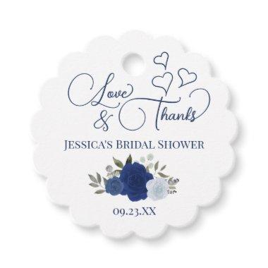 Elegant Blue Roses Love & Thanks  Favor Tags