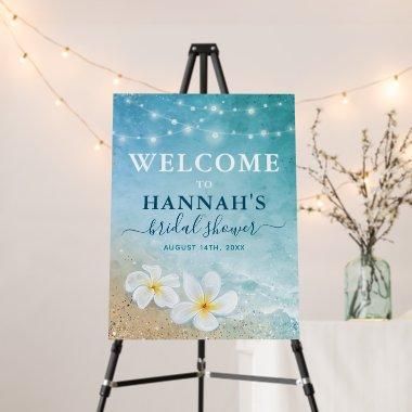 Elegant Blue Teal Watercolor Beach Welcome Party Foam Board