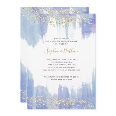 Elegant Blue Watercolor and Gold | Couples Shower