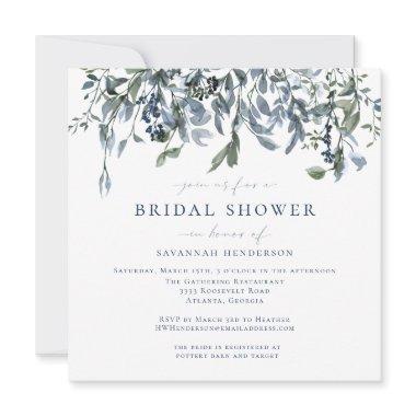Elegant Blue Watercolor Floral Vines