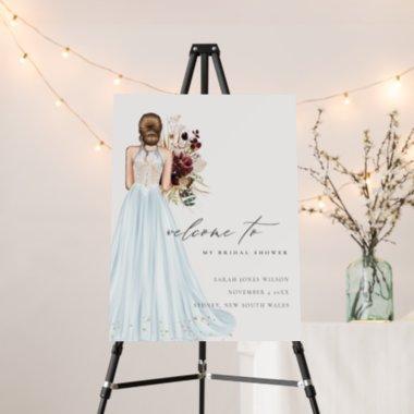 Elegant Blue Wedding Gown Bridal Shower Welcome Foam Board