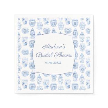 Elegant Blue White China Ginger Jar  Napkins