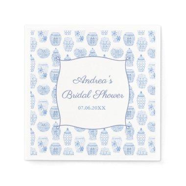 Elegant Blue White China Ginger Jar Bridal Shower Napkins