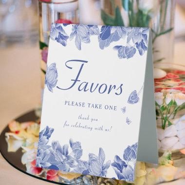 Elegant Blue White Chinoiserie Floral Favor Sign