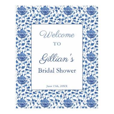 Elegant Blue White Pattern  Welcome Poster