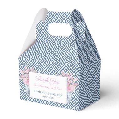 Elegant Blue White Pink Chinoiserie Chic Wedding Favor Boxes