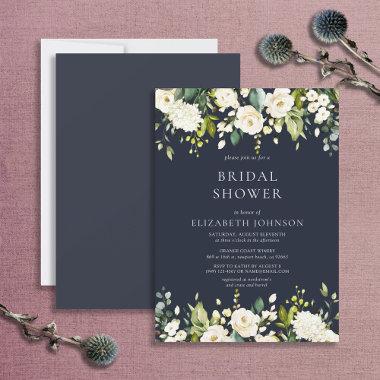 Elegant Blue & White Watercolor Bridal Shower Invitations