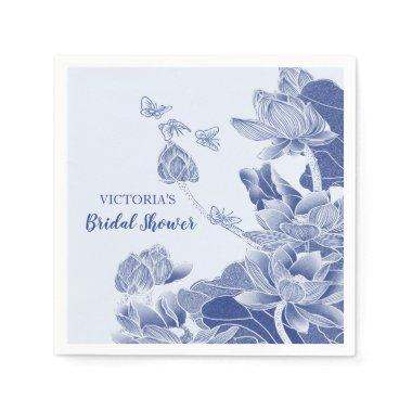 Elegant Blue Willow Chinoiserie Chic Bridal Shower Napkins