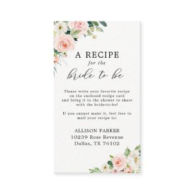 Elegant Blush Bridal Shower Recipe Request Invitations