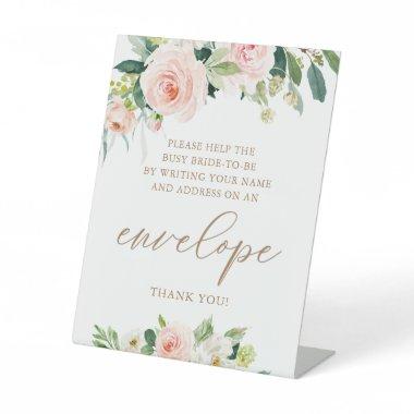 Elegant Blush Floral Address an Envelope Pedestal Sign