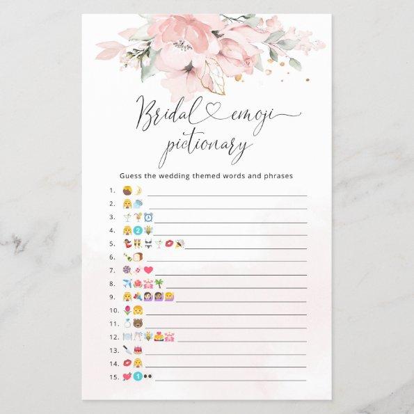 Elegant Blush floral bridal emoji pictionary game