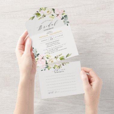 Elegant Blush Floral Bridal Shower & Advice All In One Invitations