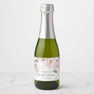 Elegant Blush Floral Bridal Shower Favors Sparkling Wine Label