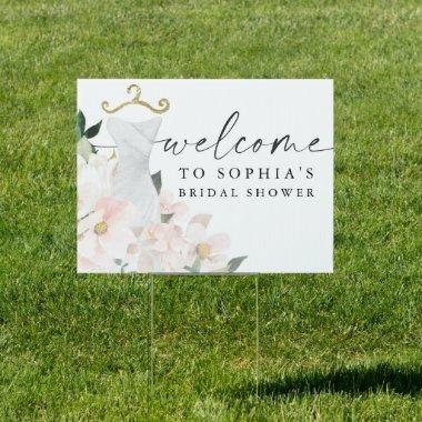 Elegant Blush Floral Bridal Shower Welcome Yard Sign