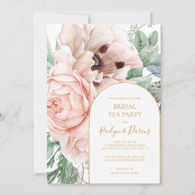 Elegant Blush Floral Garden | Bridal Tea Party Invitations