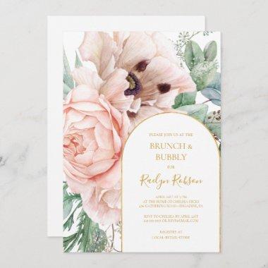 Elegant Blush Floral Garden | Brunch and Bubbly Invitations
