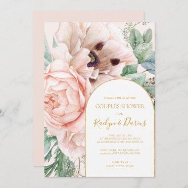 Elegant Blush Floral Garden Pastel Couples Shower Invitations